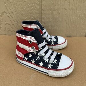 Converse American USA Patriotic Toddler Size 7 Sneakers Shoes Red White Blue